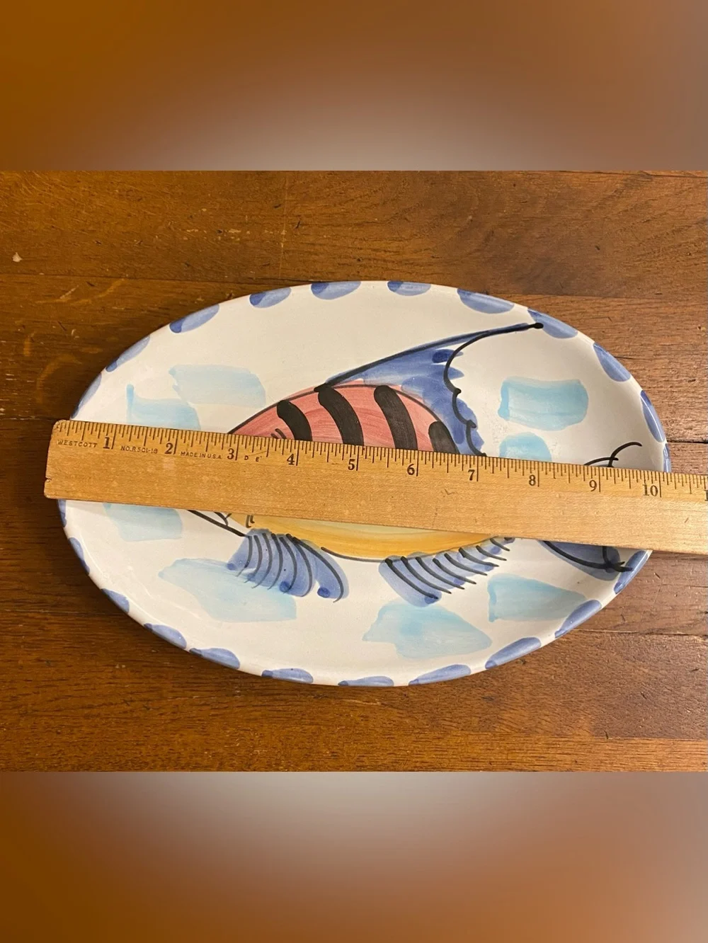 VTG Vietri Italy Al Mare Fish Serving Platter Dish Tray Hand Painted 10”